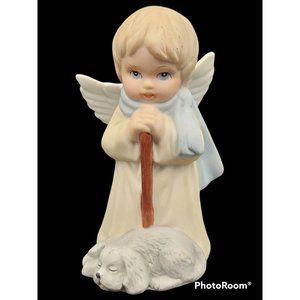 Vintage Lefton Angel Figurine With Puppy Dog 1990 Christopher Collection 07697